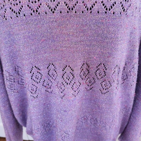 Purple/Silver Fine Gauge Sweater Pointelle Alfred Dunner 3X Glam Coquette Fairy - Picture 4 of 6